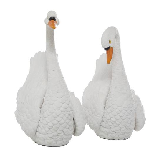Textured White Swan Tabletop Décor Set